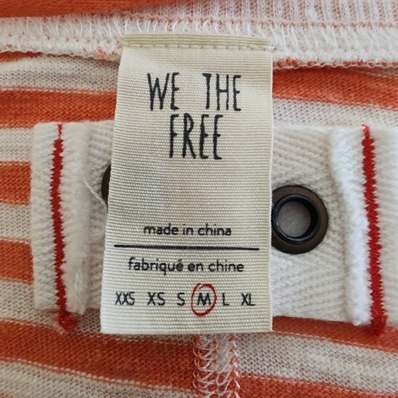 NEW Free People We The Free Size M Take Me Orange Striped Boho T-shirt - Picture 14 of 14